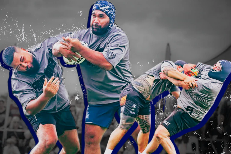 A composite image of competitors competing during a 'Run It Straight' event