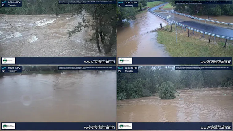 Bridge cameras reveal flooding around Bellingen council in northern NSW