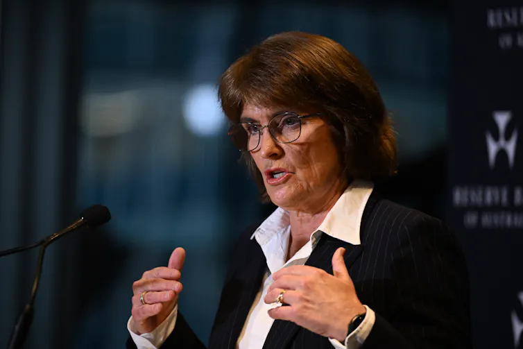Reserve Bank of Australia (RBA) Governor Michele Bullock speaks during a press conference in Sydney.