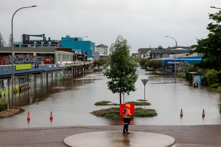 Flooding is seen around Short Street in Port Macquarie, New South Wales, Thursday, May 22, 2025.