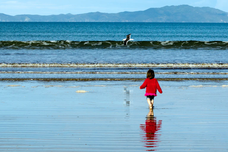 Young child walking on beach