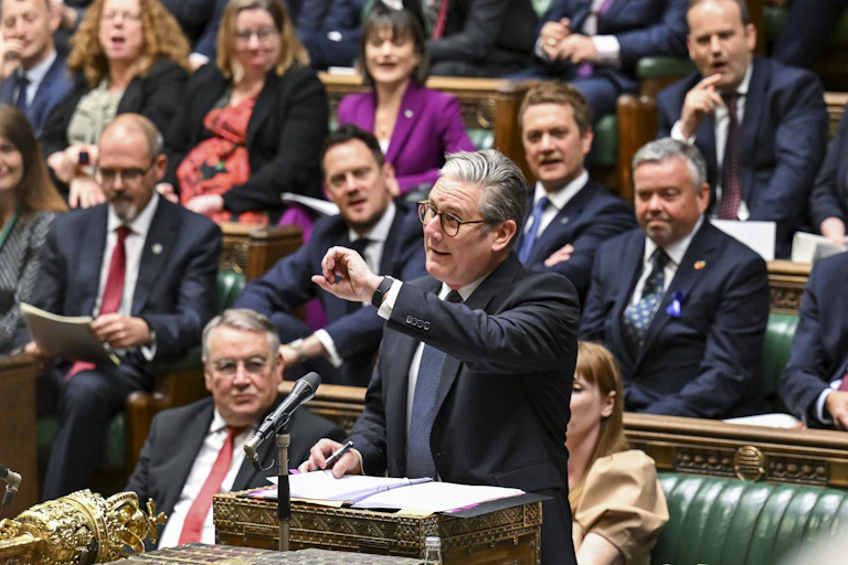 Keir Starmer gesturing while speaking in the House of Commons