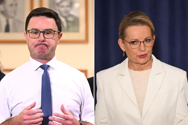 A composite image of David Littleproud and Sussan Ley side by side