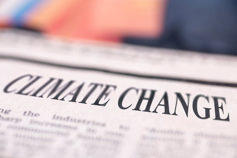 Climate change headline newspaper