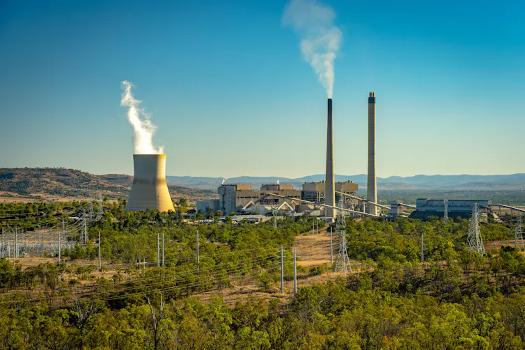 A coal plant emistting steam