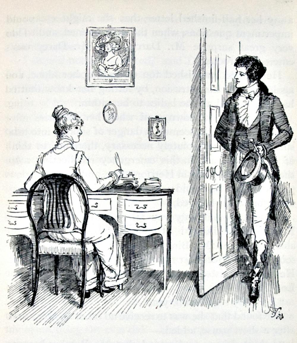 Elizabeth Bennet och Mr Darcy, illustration av Hugh Thompson (1894)