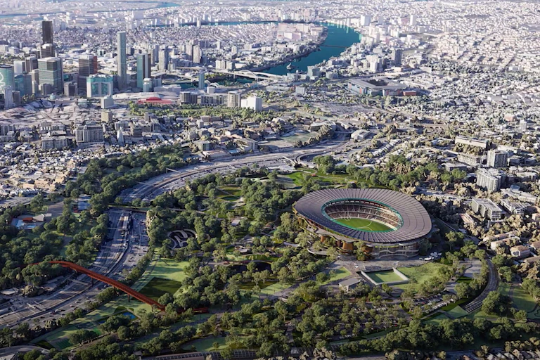 The proposed new stadium at Victoria Park as part of new infrastructure planned for the Brisbane 2032 Olympic and Paralympics.