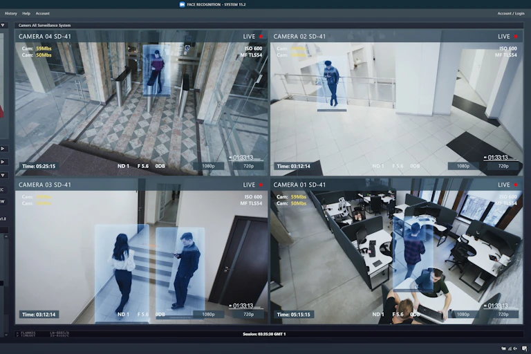 Images of a workplace taken by a surveillance camera
