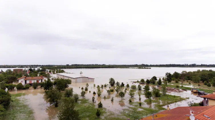 A view on a flooded area in Italy