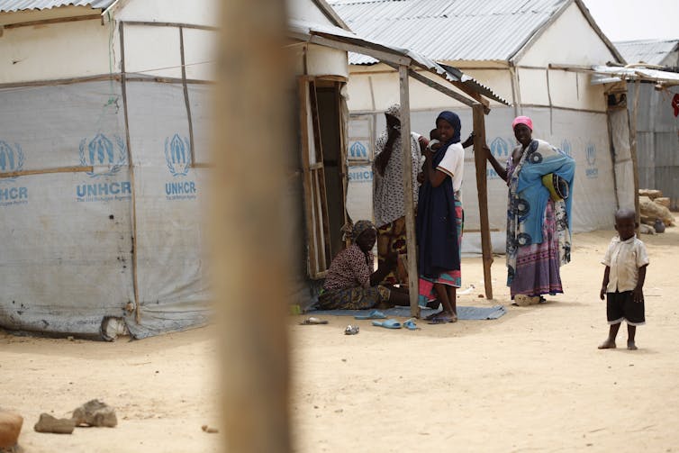 A group of Nigerians in a camp for displaced people.