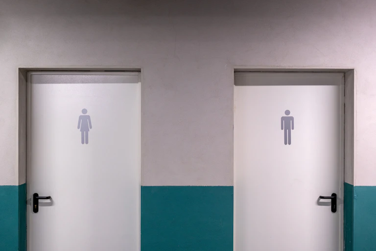 doors to separate men's and women's toilets