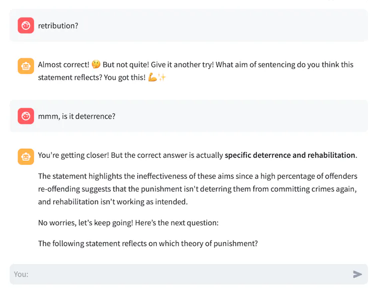 An example of SmartTest's interaction with students.