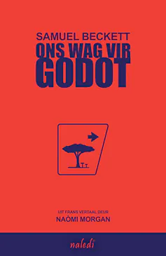 A book cover in red with a navy illustration of a roadside sign indicating a picnic spot with an arrow.