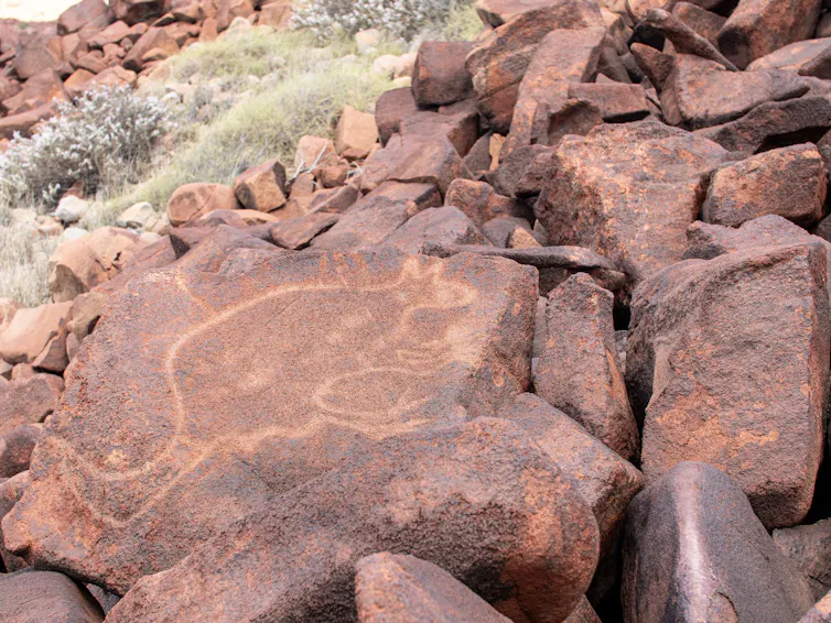 Rock art of a kangaroo.