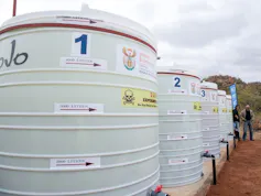A set of about ten 2,500 litre tanks where algae was grown