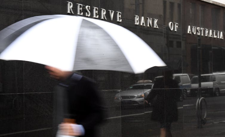 Reserve Bank of Australia building signage in Sydney