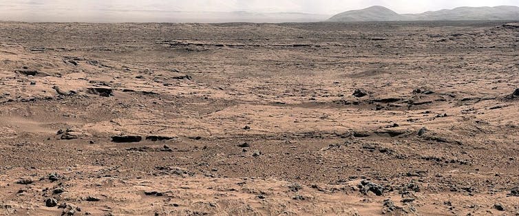 A view of Mars' dusty, rocky surface.