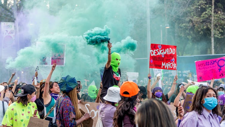 Women march in Mexico City in 2022 in protest against soaring levels of gender-based violence.