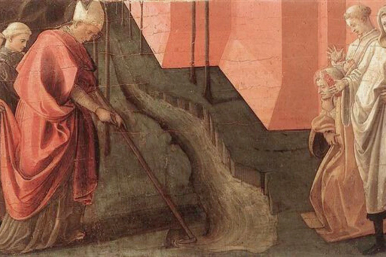 Painting of Saint Fredianus diverting the Serchio River