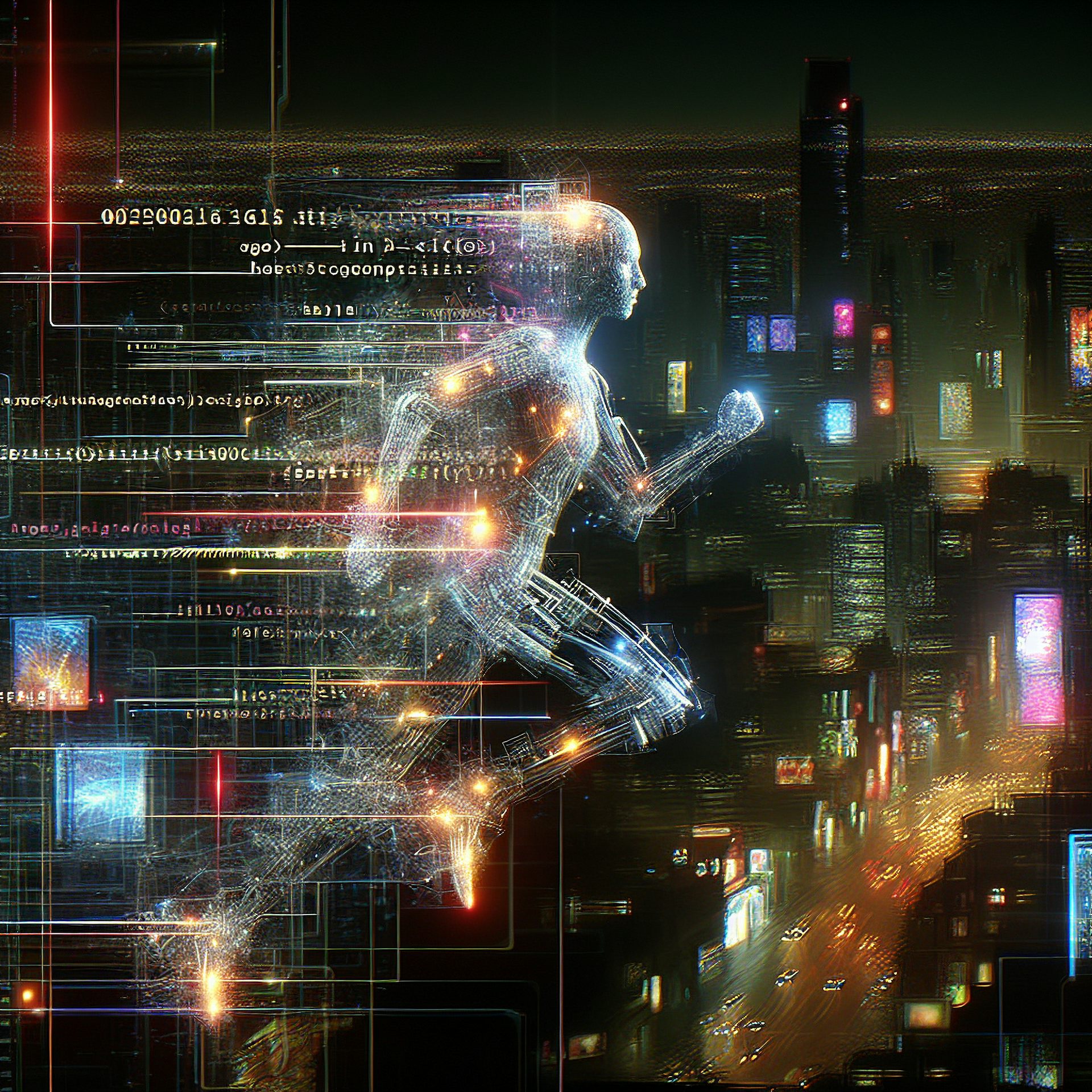 des lignes de code se transforment en robot