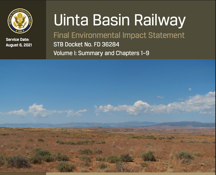 A landscape image with a header reading 'Uinta Basin Railway.'