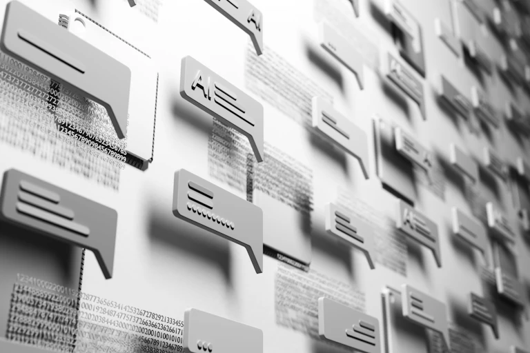 an array of cartoon speech balloons floating above strings of digits