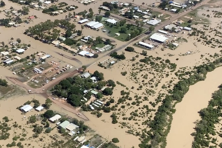 supplied vision of flooding in Burketown Queensland on Saturday, March 11, 2023.