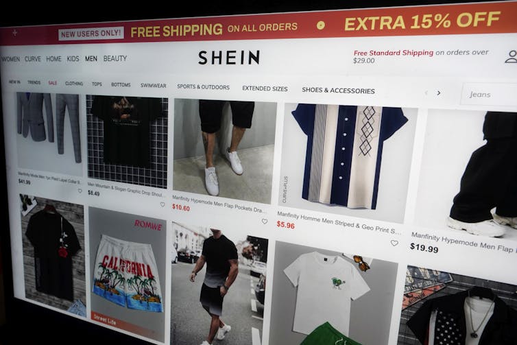A page from the Shein website is shown in this photo