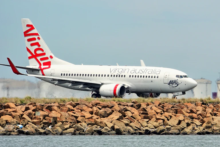 A Virgin Australia plane seen on a runway in Sydney