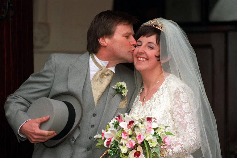 A couple on their wedding day