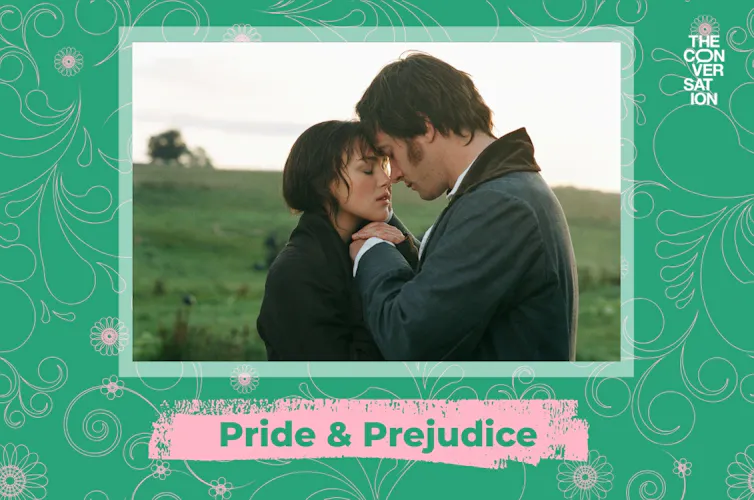Keira Knightley and Matthew Macfadyen moments before kissing.
