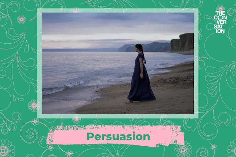 Dakota Johnson on the beach filming Persuasion
