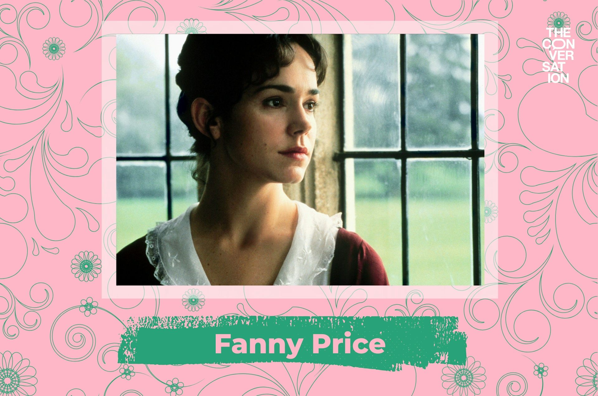 Frances O'Connor in Mansfield Park looking out of a window