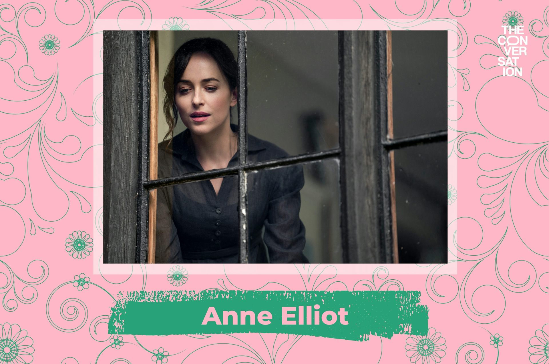 Dakota Johnson looking out of a window