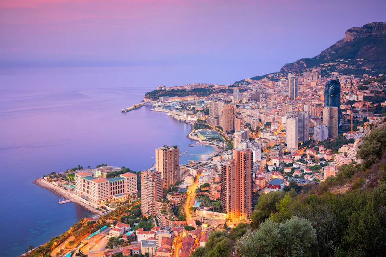Aerial view of Monte Carlo, in Monaco