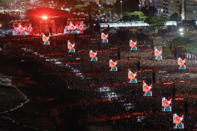 Lady Gaga performing at Copacabana beach.