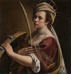 Painting of a woman, Artemisia Gentileschi's Self-Portrait as Saint Catherine of Alexandria.