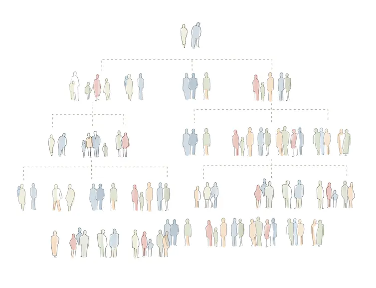 A graphic of a family tree.