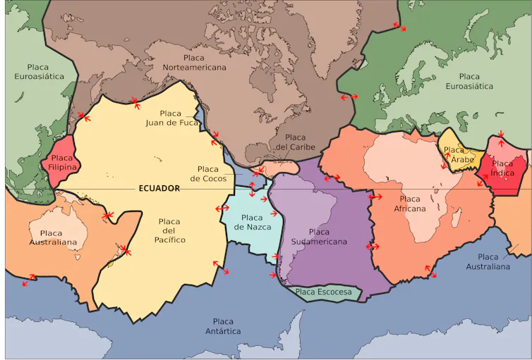 Las grandes placas tectónicas de la Tierra.