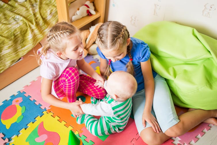 Three children playing