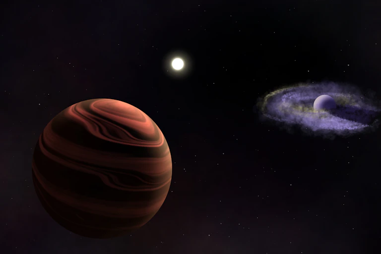 vue d'artiste avec une étoile et deux planètes