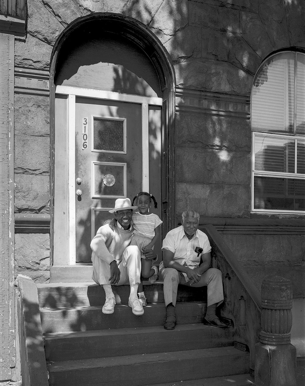 North Philly Portrait & Father's Memories | Poet's Story Local residents sit on steps in the shade in North Philadelphia, 1986.