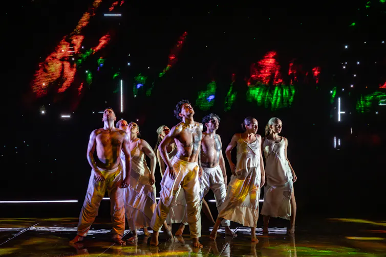 The dancers on stage.