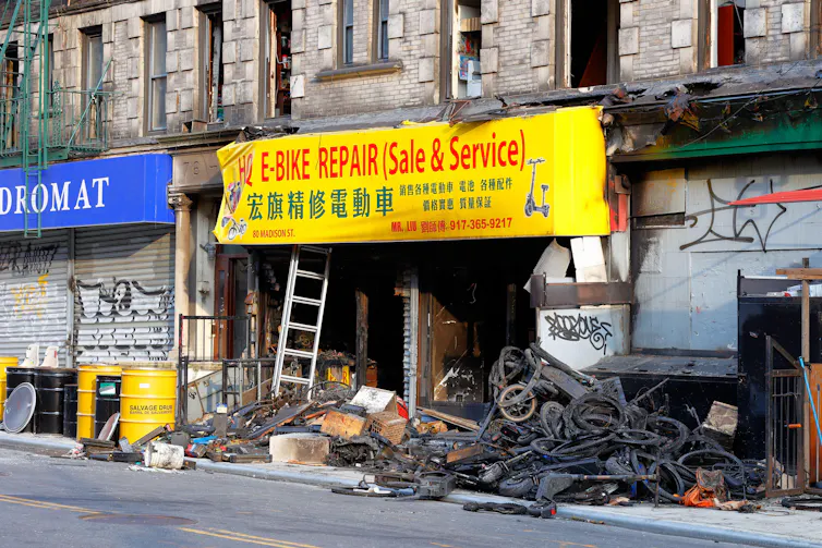 Burned shop front