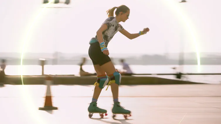 Woman rollerskating