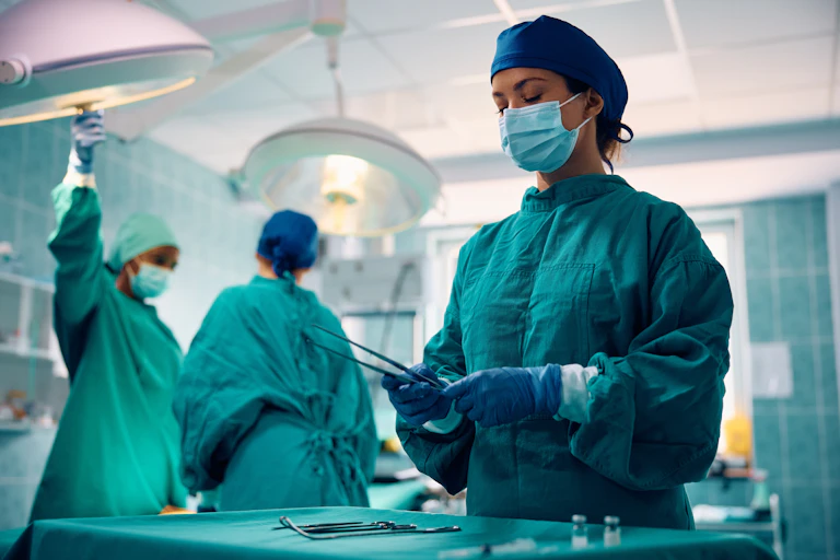 hospital staff in an operating theatre
