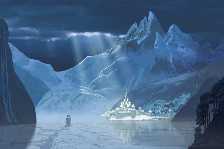 A town in an icy landscape