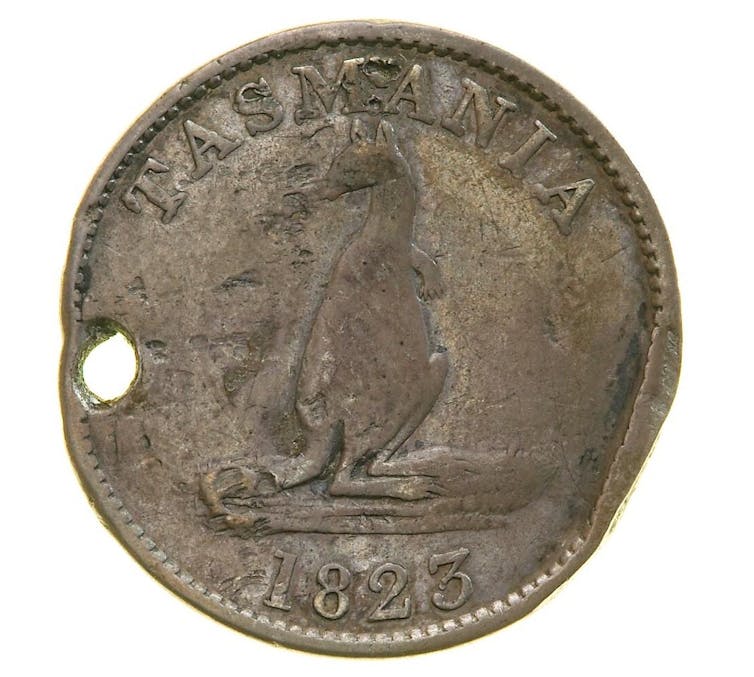 The Stubbs kangaroo on an old coin.
