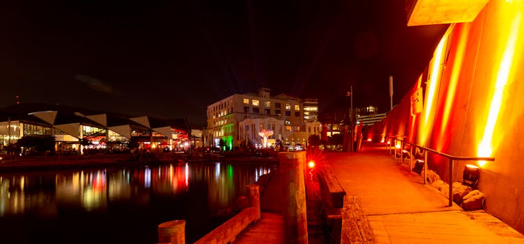 Matariki light displays illuminate Wellington's waterfront.