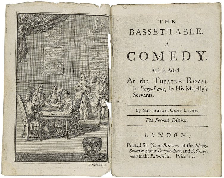 Portada de la obra de Susanna Centlivre _The Basset-Table_, publicada en 1706.